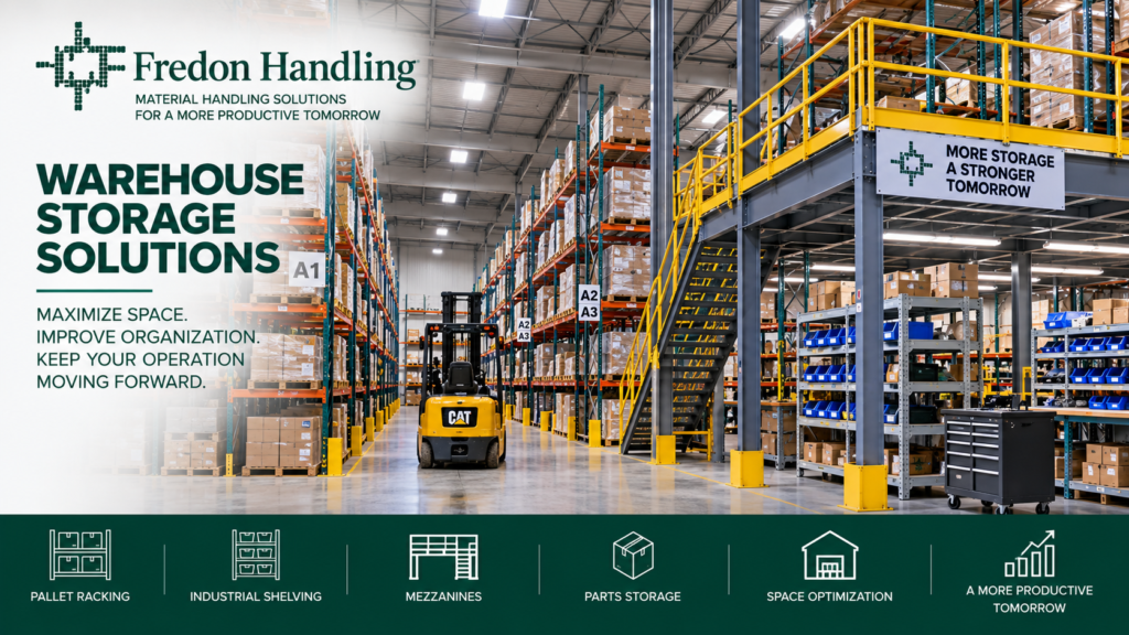 Warehouse storage solutions with pallet racking, industrial shelving, mezzanines and parts storage