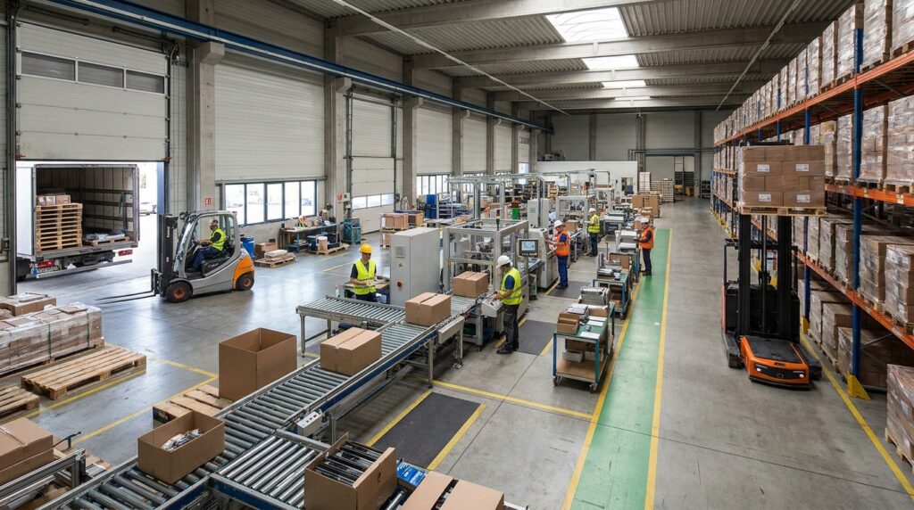 Photo material flow manufacturing warehousing