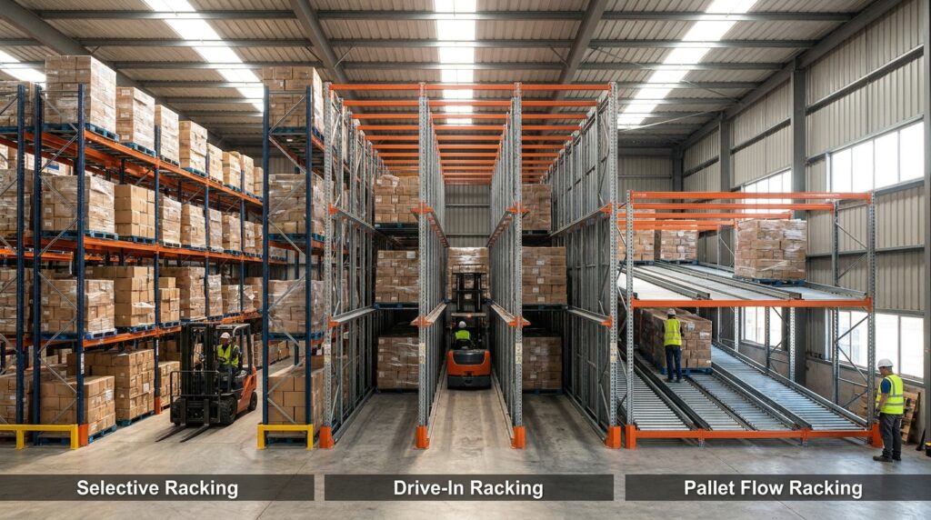 Photo warehouse racking systems comparison