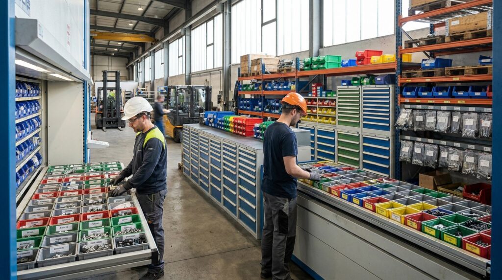 Photo small parts storage solutions manufacturing warehouses