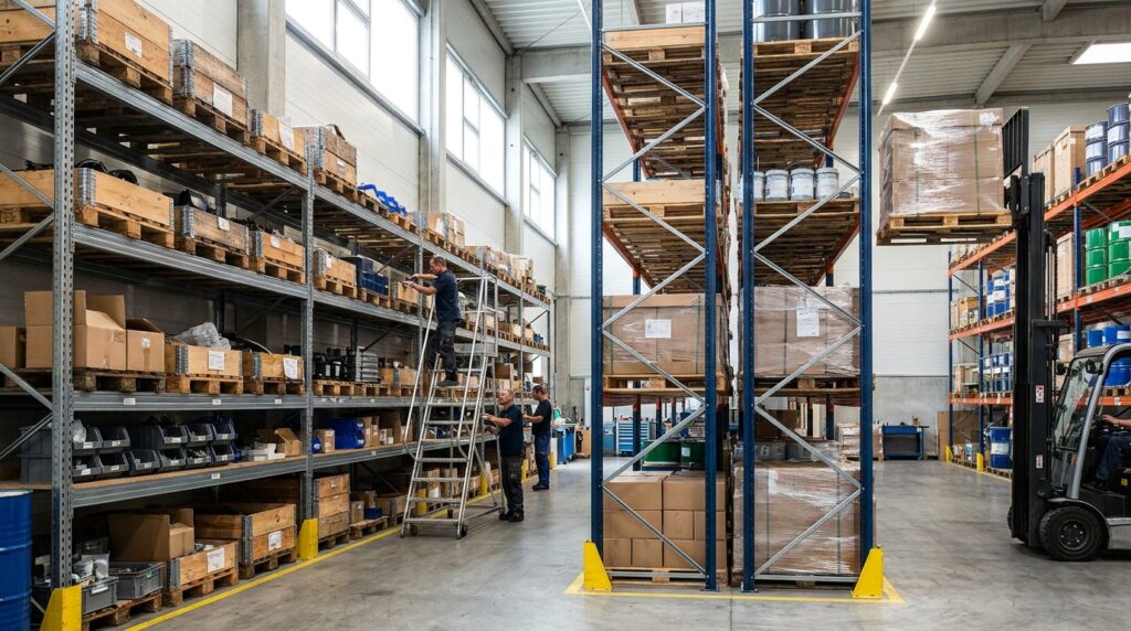 Photo industrial shelving vs pallet racking comparison