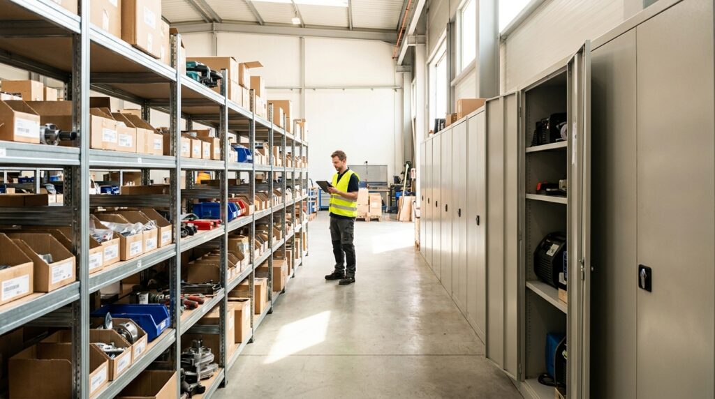 Photo industrial shelving open vs closed