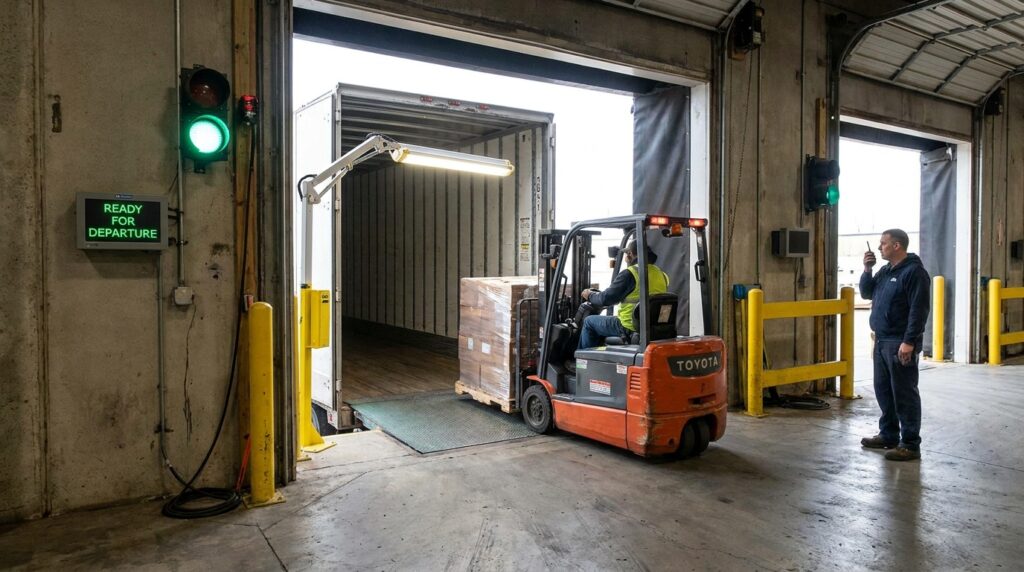 Photo loading dock lights communication systems