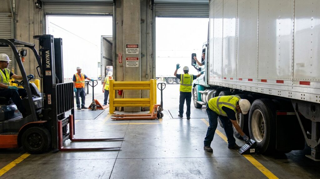 Photo loading dock safety equipment hazards best practices