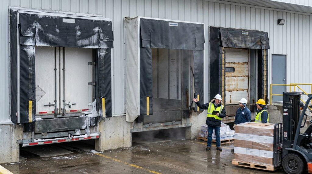 Photo cold storage dock seals shelters