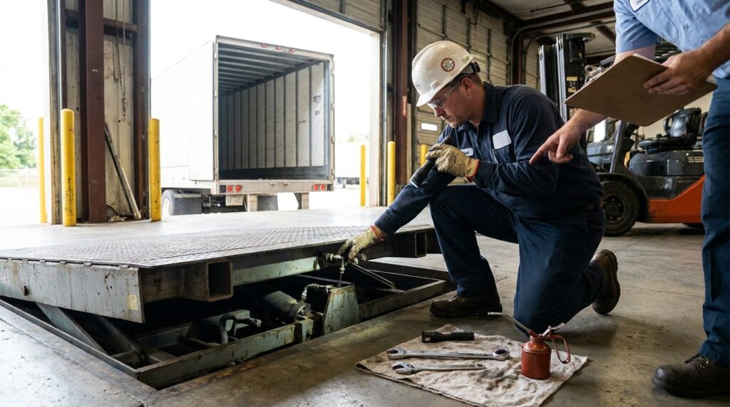 Photo dock leveler maintenance inspection troubleshooting